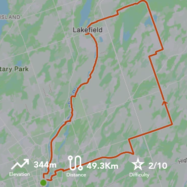 Lakefield Gravel Backroads Loop - 49.3Km