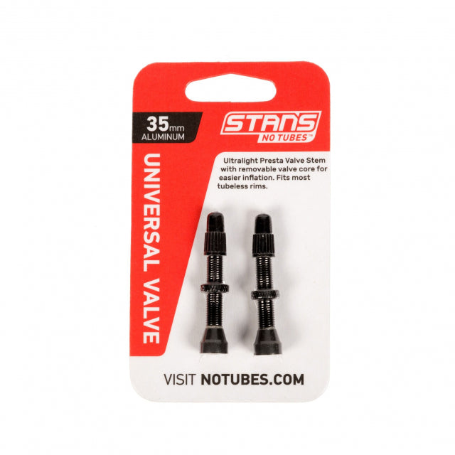 Valve Stem Pair, Universal, Al, Presta, 35MM, Black