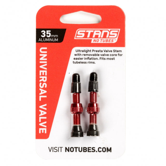 Valve Stem Pair, Universal, Al, Presta, 35MM, Red