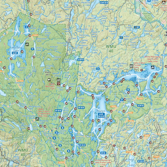 Lady Evelyn Smoothwater Provincial Park Ontario - Park Map