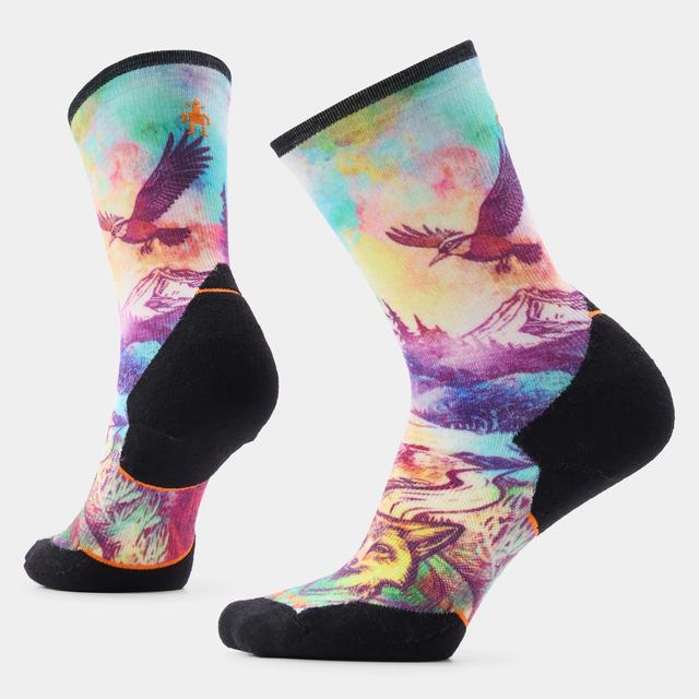 Women's Trail Run Serene Peak Print Crew Socks Dusty Teal